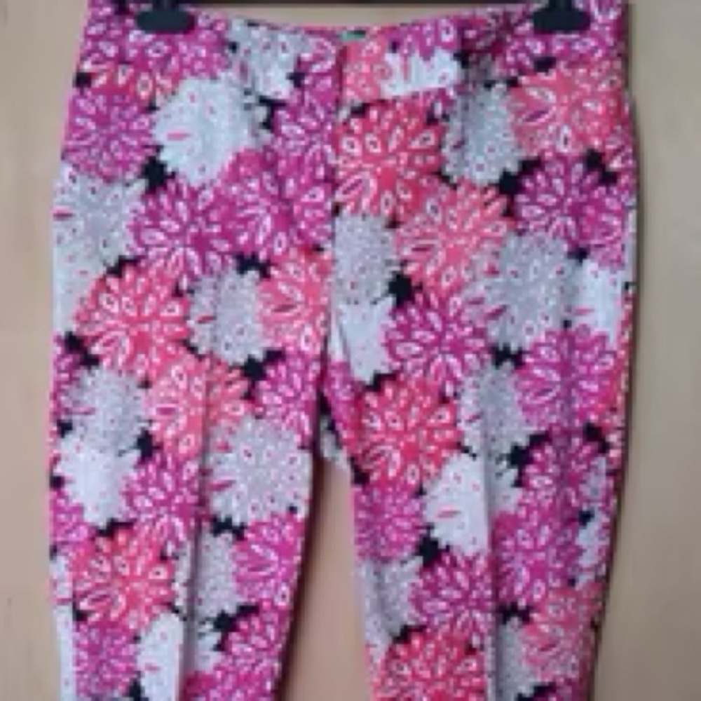 NWT PAPPAGALO Colorful Floral Pants W/Tailored Waist and Tapped Legs, Flattering - Picture 2 of 11